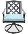 Agio Wythburn Mix And Match Lattice Outdoor Swivel Chair In Spa Light Blue,pewter Finish