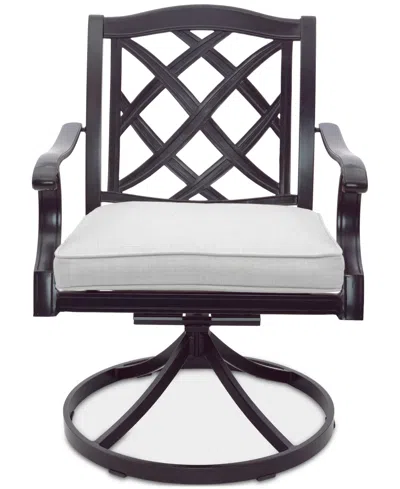 Agio Wythburn Mix And Match Lattice Outdoor Swivel Chair In Pearl White,bronze Finish