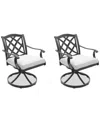 Agio Wythburn Mix And Match Lattice Outdoor Swivel Chairs, Set Of 2 In Pearl White,pewter Finish