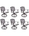Agio Wythburn Mix And Match Lattice Outdoor Swivel Chairs, Set Of 6 In Pearl White,bronze Finish