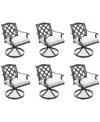 Agio Wythburn Mix And Match Lattice Outdoor Swivel Chairs, Set Of 6 In Pearl White,pewter Finish