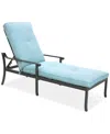 Agio Wythburn Mix And Match Scroll Outdoor Chaise Lounge In Spa Light Blue,pewter Finish