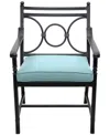 Agio Wythburn Mix And Match Scroll Outdoor Swivel Chair In Spa Light Blue,pewter Finish