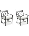 Agio Wythburn Mix And Match Scroll Outdoor Dining Chairs, Set Of 2 In Pearl White,pewter Finish