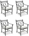 Agio Wythburn Mix And Match Scroll Outdoor Dining Chairs, Set Of 4 In Pearl White,pewter Finish