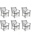 Agio Wythburn Mix And Match Scroll Outdoor Dining Chairs, Set Of 6 In Pearl White,pewter Finish