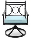 Agio Wythburn Mix And Match Scroll Outdoor Swivel Chair In Spa Light Blue,bronze Finish