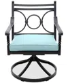 Agio Wythburn Mix And Match Scroll Outdoor Swivel Chair In Spa Light Blue,pewter Finish