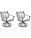 Agio Wythburn Mix And Match Scroll Outdoor Swivel Chairs, Set Of 2 In Pearl White,pewter Finish