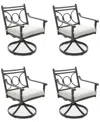Agio Wythburn Mix And Match Scroll Outdoor Swivel Chairs, Set Of 4 In Pearl White,pewter Finish