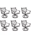 Agio Wythburn Mix And Match Scroll Outdoor Swivel Chairs, Set Of 6 In Pearl White,bronze Finish