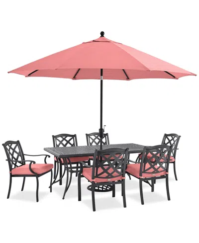 Agio Wythburn Outdoor Dining 7 Pc Set (72"x38" Table & 6 Lattice Dining Chairs), Created For Macy's In Multi
