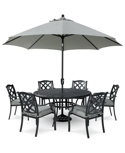 Agio Wythburn Outdoor Dining 7pc Set (60" Round Table & 6 Lattice Dining Chairs), Created For Macy's