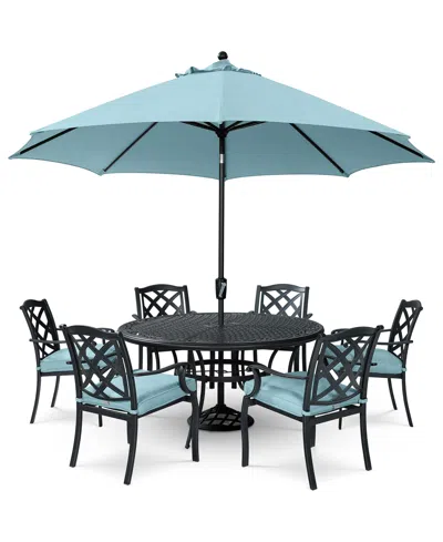Agio Wythburn Outdoor Dining 7pc Set (60" Round Table & 6 Lattice Dining Chairs), Created For Macy's