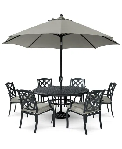 Agio Wythburn Outdoor Dining 7pc Set (60" Round Table & 6 Lattice Dining Chairs), Created For Macy's