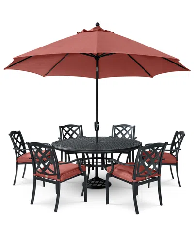 Agio Wythburn Outdoor Dining 7pc Set (60" Round Table & 6 Lattice Dining Chairs), Created For Macy's In Multi
