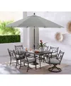 Agio Wythburn Outdoor Dining 7pc Set (72"x 38" Table & 4 Scroll Dining Chairs & 2 Scroll Swivel Chairs)