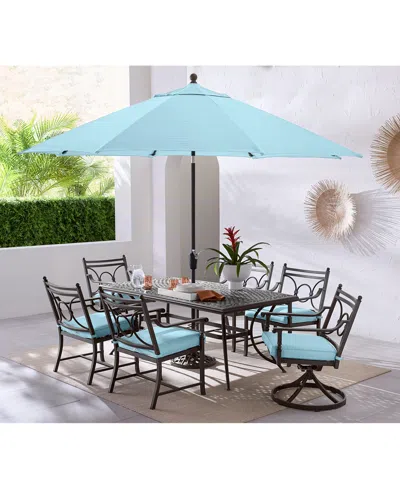 Agio Wythburn Outdoor Dining 7pc Set (72"x 38" Table & 4 Scroll Dining Chairs & 2 Scroll Swivel Chairs)