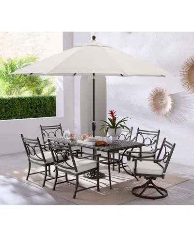 Agio Wythburn Outdoor Dining 7pc Set (72"x 38" Table & 4 Scroll Dining Chairs & 2 Scroll Swivel Chairs)