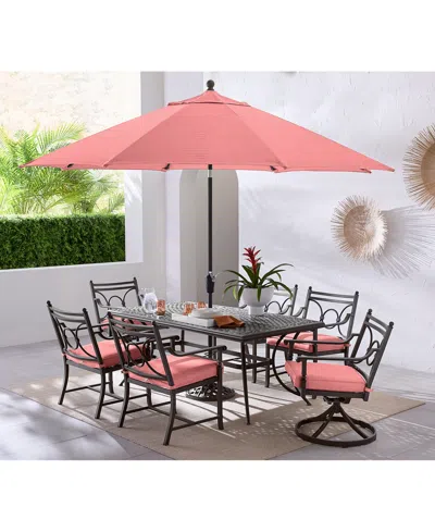 Agio Wythburn Outdoor Dining 7pc Set (72"x 38" Table & 4 Scroll Dining Chairs & 2 Scroll Swivel Chairs)
