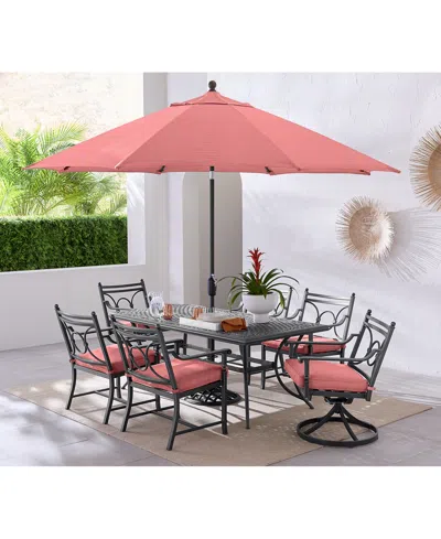 Agio Wythburn Outdoor Dining 7pc Set (72"x 38" Table & 4 Scroll Dining Chairs & 2 Scroll Swivel Chairs)