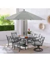 Agio Wythburn Outdoor Dining 7pc Set (72"x 38" Table & 4 Scroll Dining Chairs & 2 Scroll Swivel Chairs)