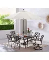Agio Wythburn Outdoor Dining 7pc Set (72"x38" Table & 4 Lattice Dining Chairs & 2 Lattice Swivel Chairs)
