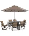 Agio Wythburn Outdoor Dining 7pc Set (72"x38" Table & 4 Sleek Sling Dining Chairs & 2 Sleek Sling Swivel  In Multi