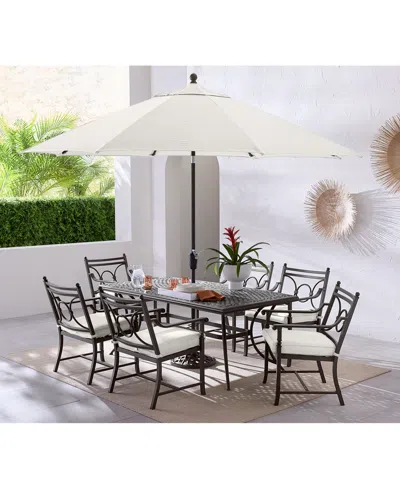 Agio Wythburn Outdoor Dining 7pc Set (72x38" Table & 6 Scroll Dining Chairs) In Multi