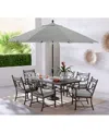 Agio Wythburn Outdoor Dining 7pc Set (72x38" Table & 6 Scroll Dining Chairs)