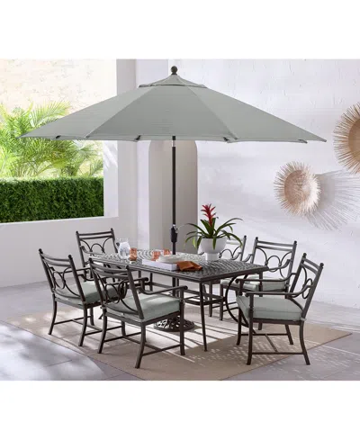 Agio Wythburn Outdoor Dining 7pc Set (72x38" Table & 6 Scroll Dining Chairs)