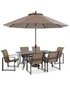 Agio Wythburn Outdoor Dining 7pc Set (72"x38" Table & 6 Sleek Sling Dining Chairs)