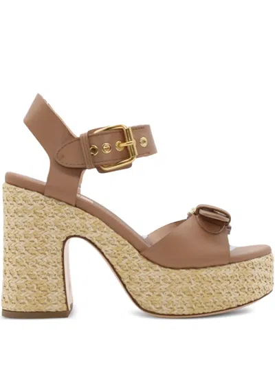 Agl Attilio Giusti Leombruni 100mm Sista Buckles Chunky Platform Sandals In Neutral