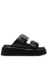 Agl Attilio Giusti Leombruni Agatha Double-buckle Slippers In Schwarz