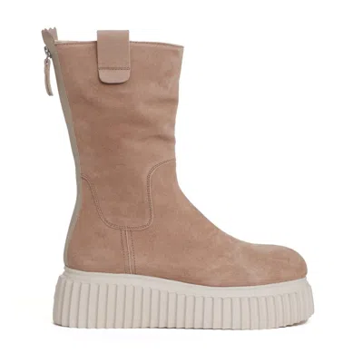 Agl Attilio Giusti Leombruni Agl Beige Suede Ankle Boot White Bottom In Neutrals