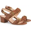 Agl Attilio Giusti Leombruni Agl Brandy Leather Sandals With Maxi Buckles In Brandy