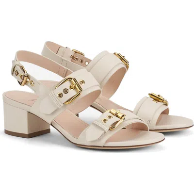 Agl Attilio Giusti Leombruni Sandal Heel 70 Mm Patent Beige In Gesso
