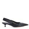 Agl Attilio Giusti Leombruni Agl Laser-cut Navy Leather Slingback Shoes In Black