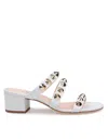 Agl Attilio Giusti Leombruni Lala Spike Sandal In Leather With Applied Studs In White