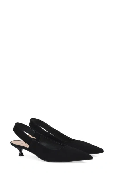Agl Attilio Giusti Leombruni Agl Lenor Slingback Pointed Toe Kitten Heel Pump In Nero-nero