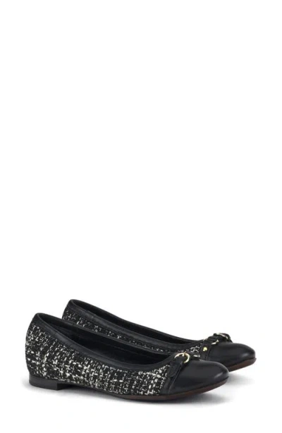 Agl Attilio Giusti Leombruni Agl Mae Cap Toe Tweed Ballet Flat In Nero-nero-nero-nero