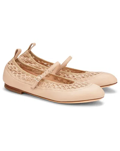 Agl Attilio Giusti Leombruni Agl Milly Plots Leather Ballet Flat In Beige