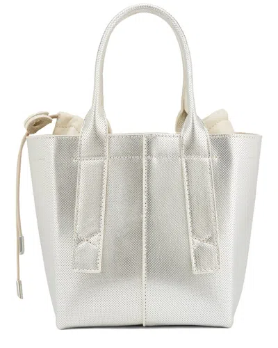 Agl Attilio Giusti Leombruni Minny Luce Leather Tote In Silver