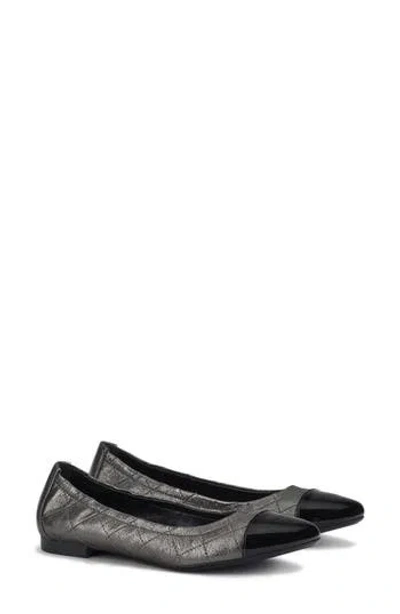 Agl Attilio Giusti Leombruni Agl Naomi Quilted Cap Toe Ballet Flat In Nero-pietra