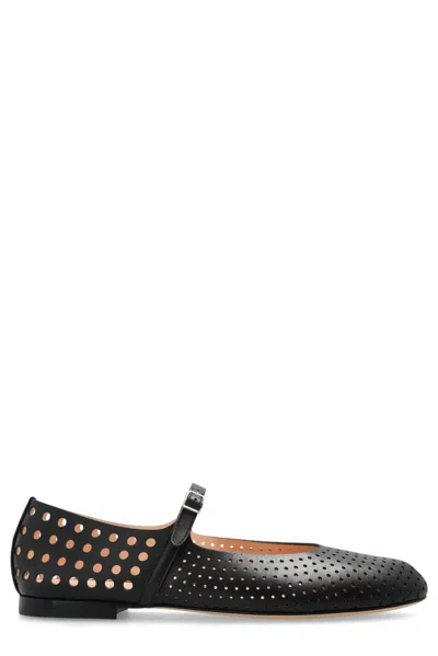 Agl Attilio Giusti Leombruni Agl Perforated Mary Jane Flat Shoes In Black