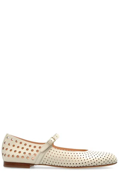 Agl Attilio Giusti Leombruni Agl Perforated Strap Mary Jane Flats In Beige