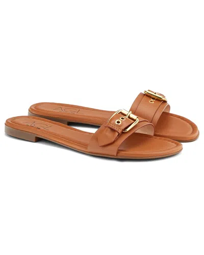 Agl Attilio Giusti Leombruni Agl Summer Buckle Leather Sandal In Brown