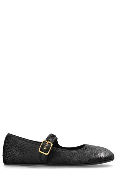 Agl Attilio Giusti Leombruni Agl Textured Buckle Strap Flat Shoes In Black