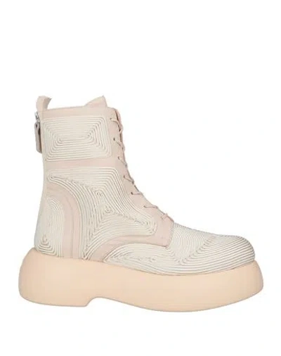 Agl Attilio Giusti Leombruni Agl Woman Ankle Boots Beige Size 7 Soft Leather, Textile Fibers