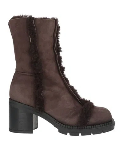 Agl Attilio Giusti Leombruni Agl Woman Ankle Boots Brown Size 8 Leather In Multi